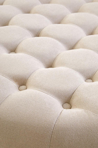 Haley Beige Velvet Round Tufted Footstool