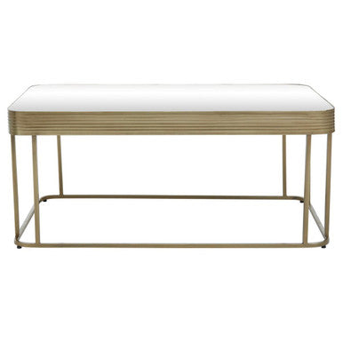 Gold Metal Coffee Table with Mirrored Top and Decorative Textured Edge, Ella