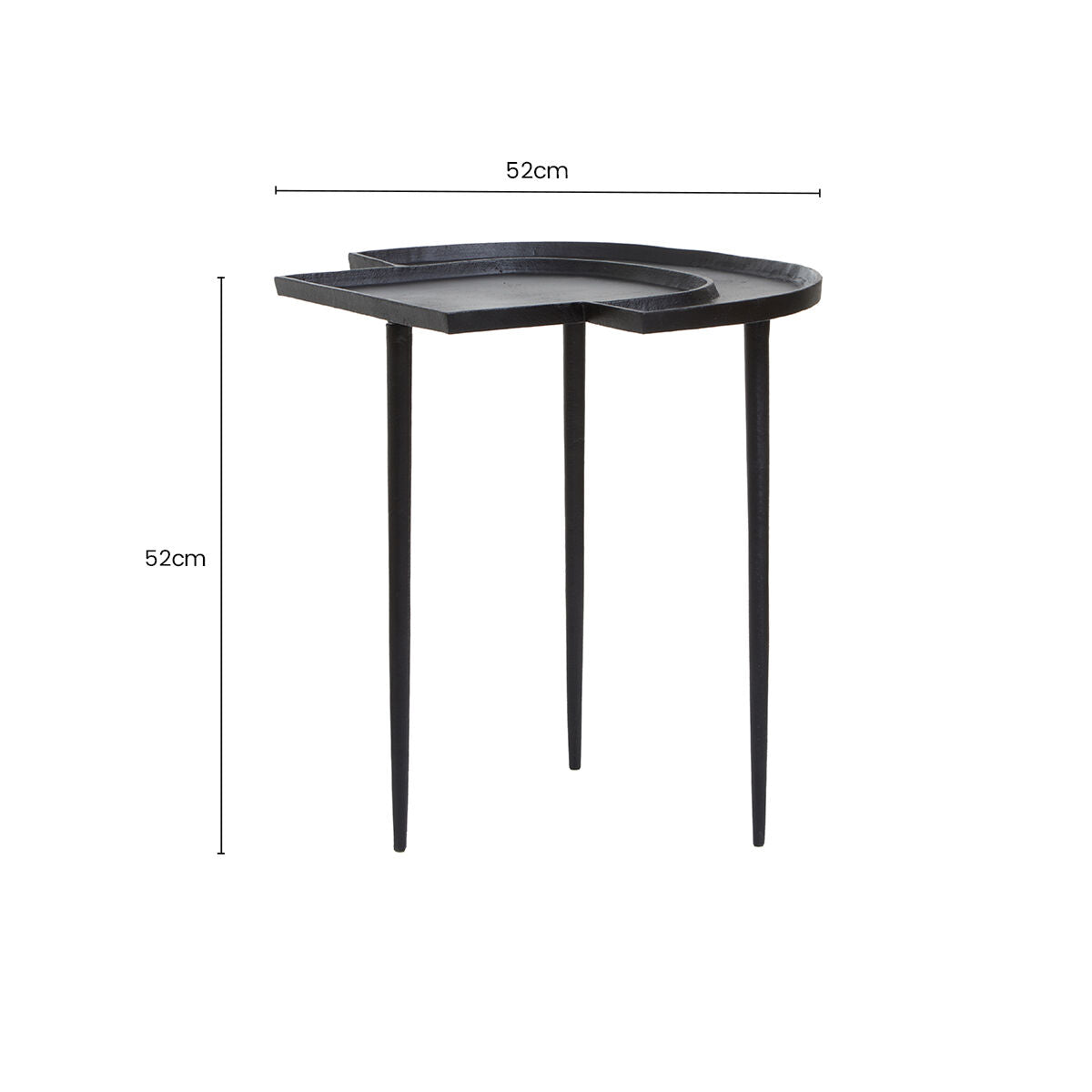 Silver Overlapping Tray Top Side Table with Black Metal Legs, Simbolo