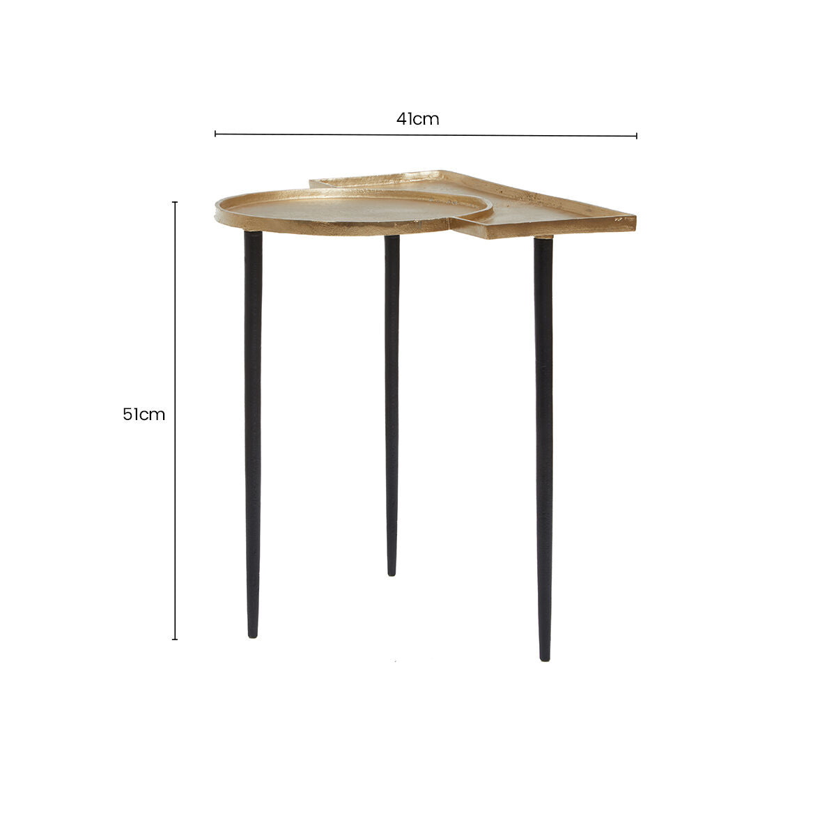 Gold Overlapping Tray Top Side Table with Black Metal Legs, Simbolo