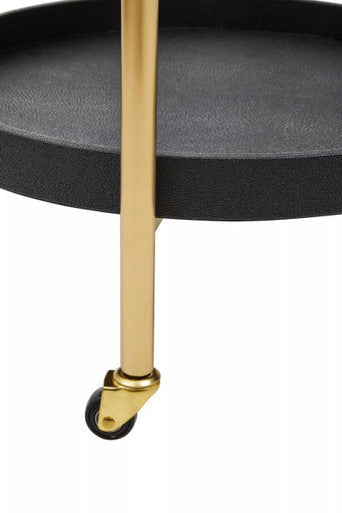 Cardoba Two Tier Black Shagreen Effect Tray Table Trolley
