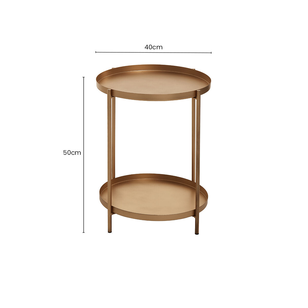 Gold Two Tiers Round Metal Side Table, Mandoli
