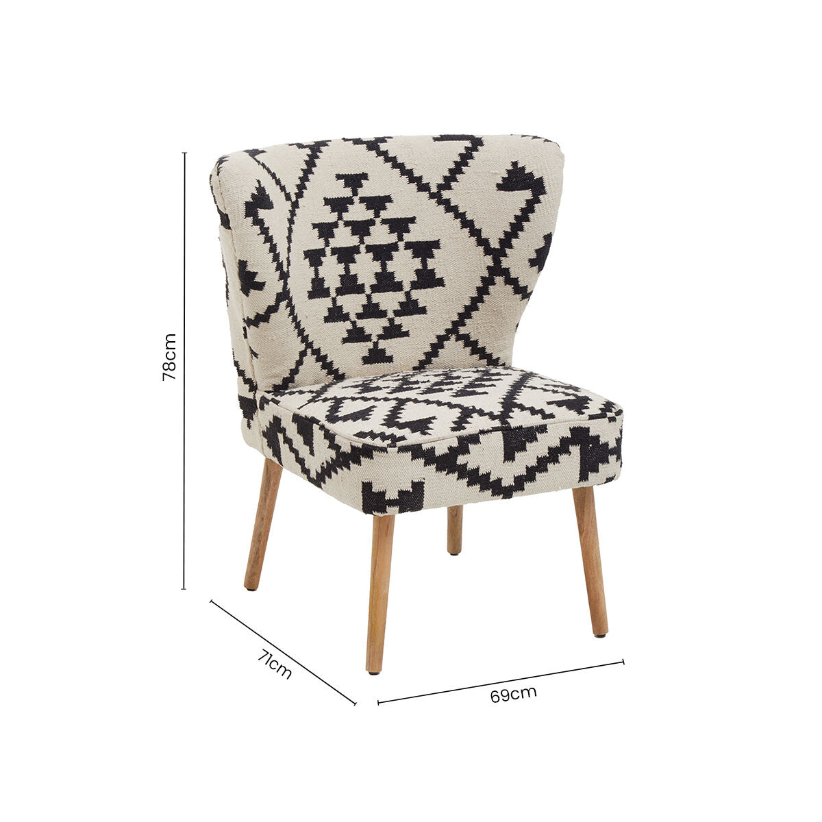Cefena White and Black Berber Style Mango Wood Chair