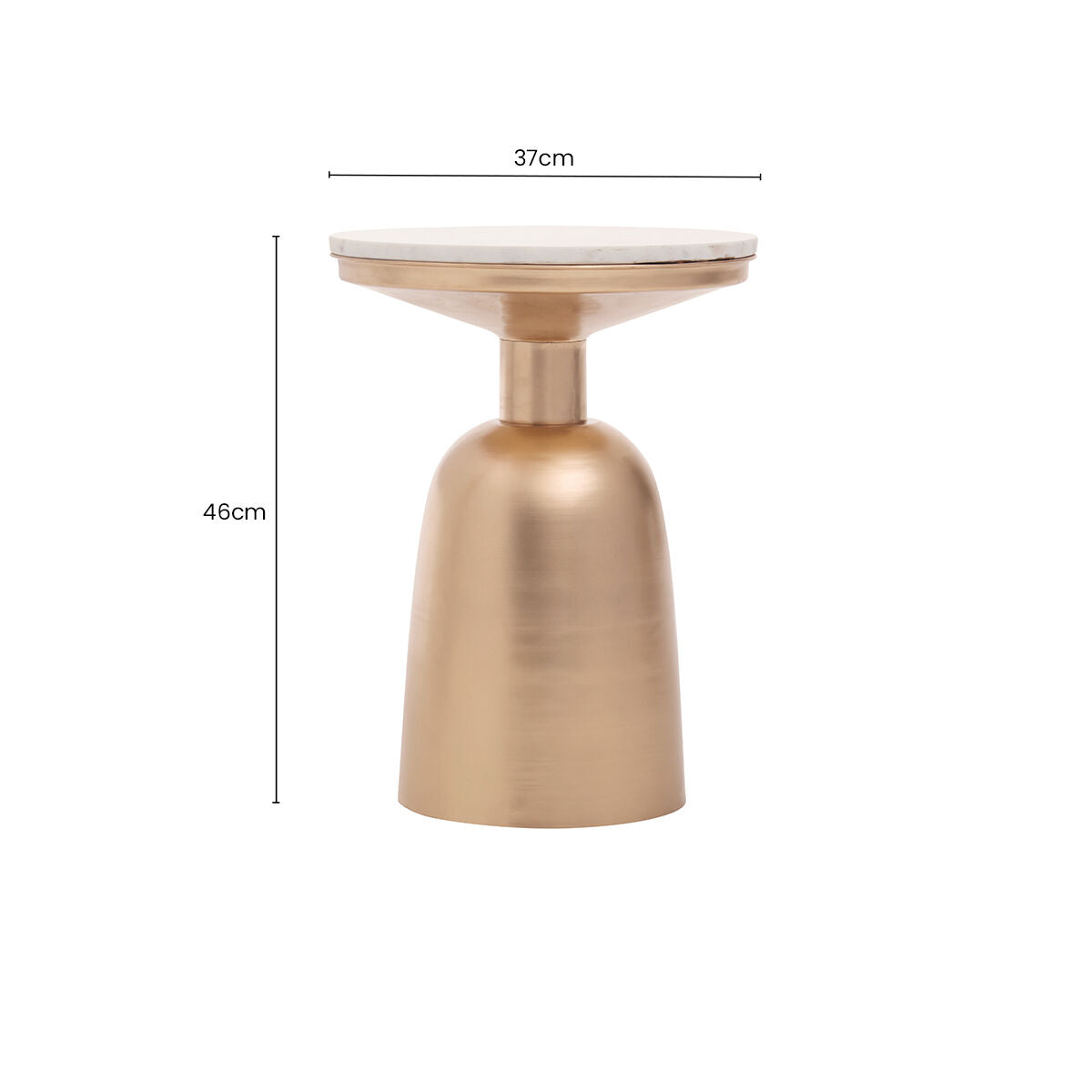 White Marble Top Side Table with Chunky Gold Iron Base, Amira