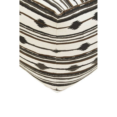 Cefena Black and White Ikat Square Pouffe
