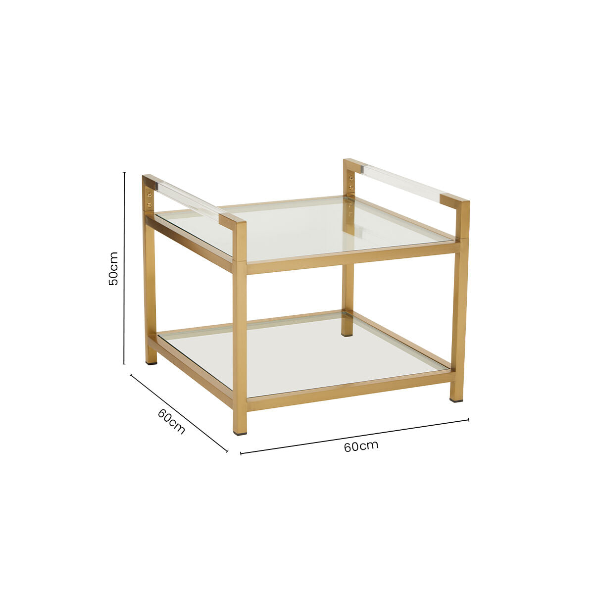 Matte Gold End Table with Clear Glass Top, Vogue