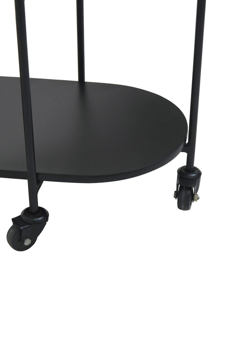 3 Tier White and Black Marble Top Trolley with Metal Frame, Corra