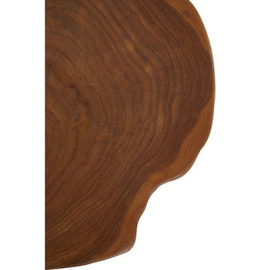 Solid Teak Wood Top Side Table in Black and Natural Finish, Manado