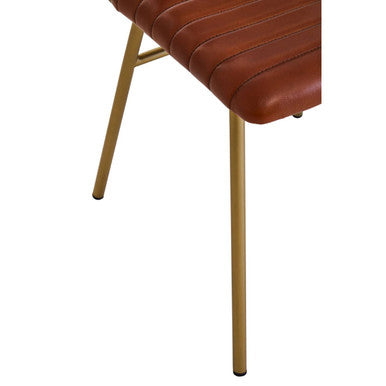 Buffalo Tan Leather Dining Chair With Gold Finish Frame