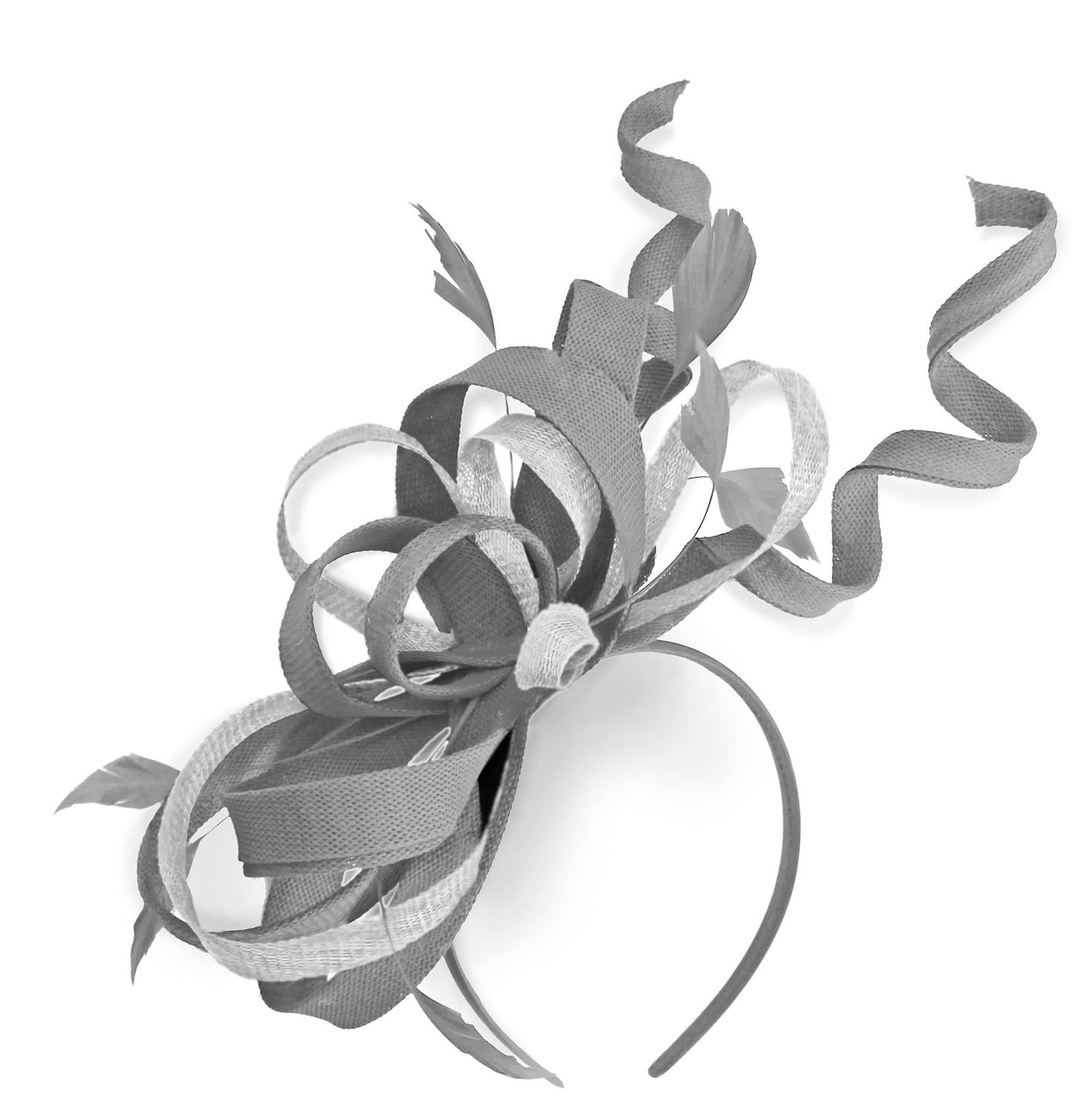 Caprilite Silver Grey and White Wedding Swirl Fascinator Headband Alice Band Ascot Races Loop Net