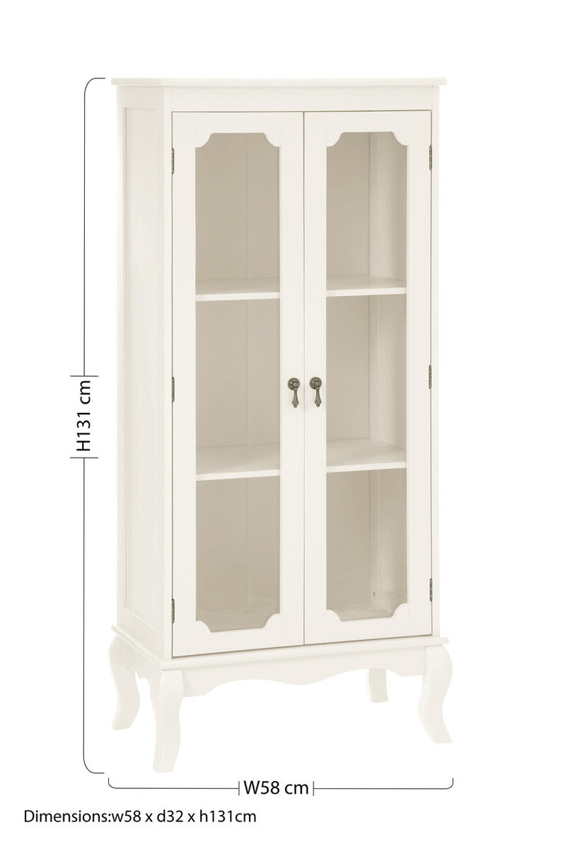 Marcella Two Glass Door Ivory Finish Cabinet