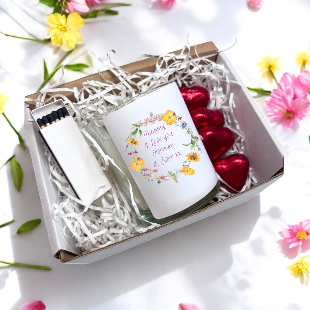 Personalised Flower Circle Candle Gift Set | Keepsake for Friend, Family