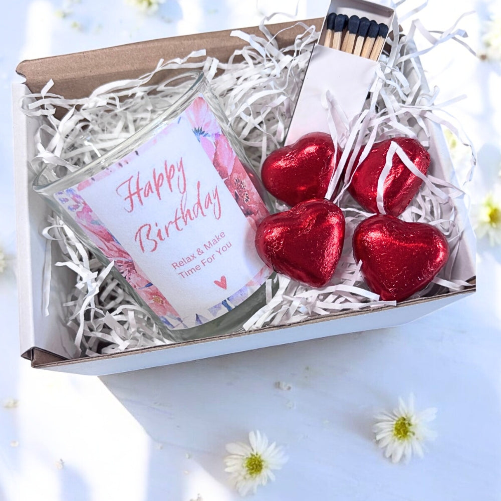 Personalised Pink Happy Birthday Candle Gift Set | Mum, Gran, Sister, Friend
