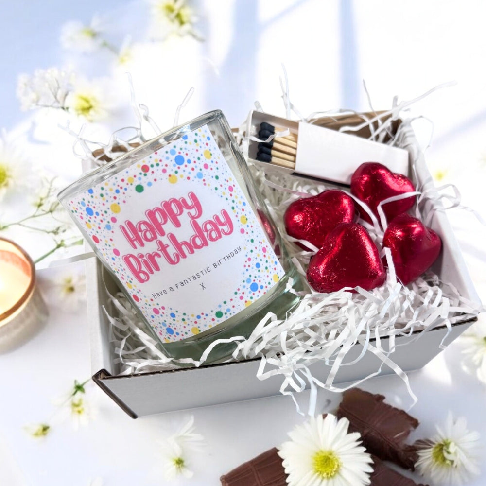 Personalised Happy Birthday Dotty Candle Gift Set | Friends, Sister, Daughter
