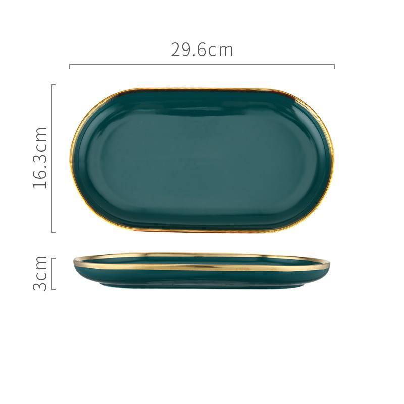 9 Piece Dinner Set, Green And Gold