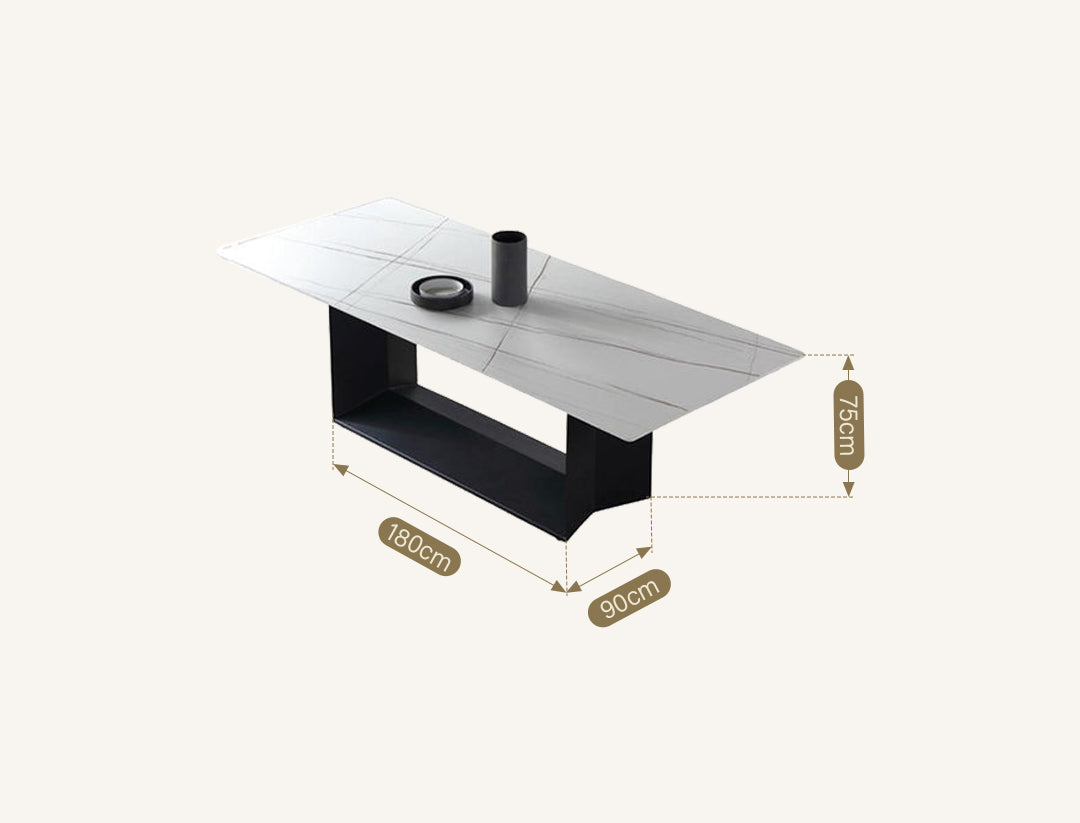 Alme Dining Table, Black Base