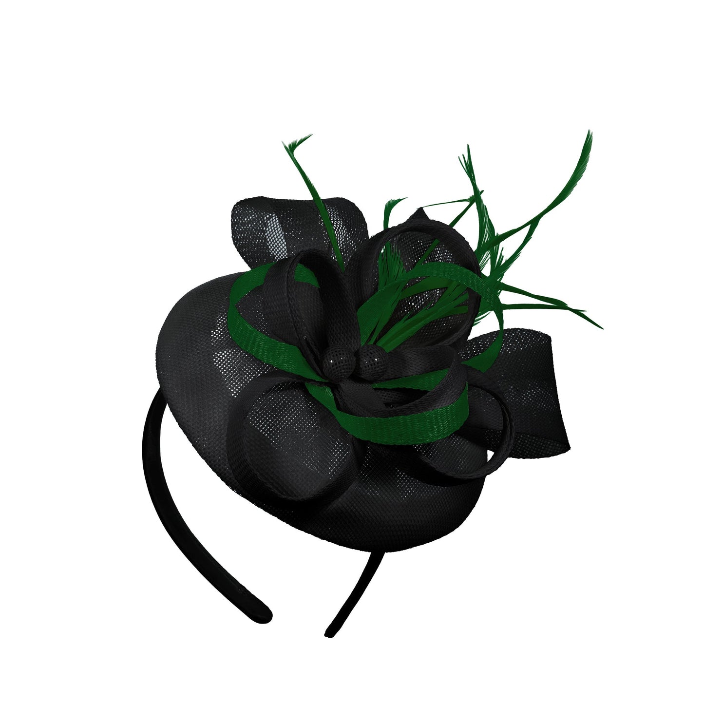 Black Green Mix Round Pillbox Bow Sinamay Headband Fascinator Weddings Ascot Hatinator Races