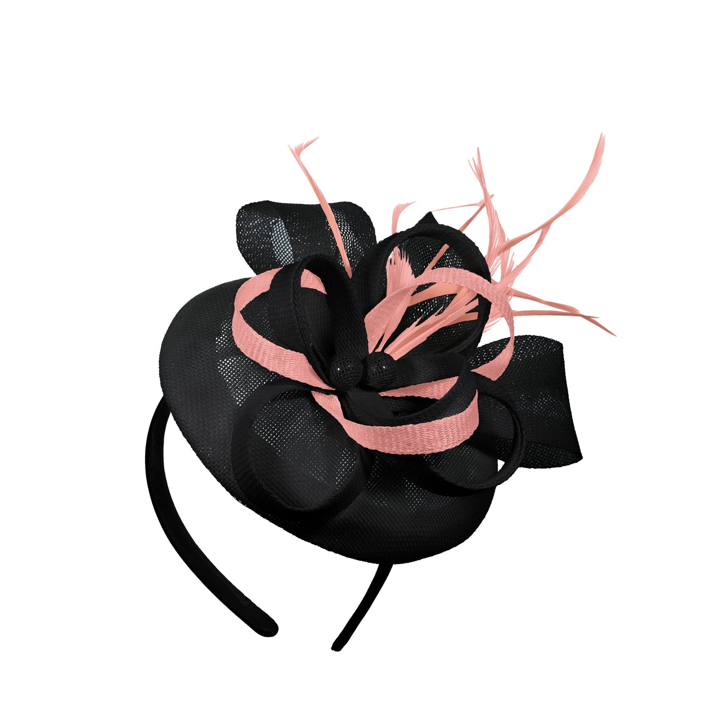 Black Peach Mix Round Pillbox Bow Sinamay Headband Fascinator Weddings Ascot Hatinator Races