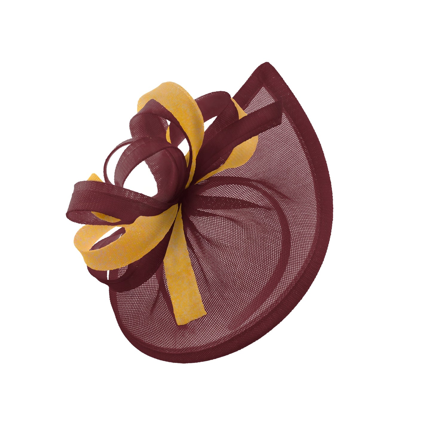 Caprilite Vegan MoonMix Hoop Fascinator Hat on Headband Wedding Ascot Races Bespoke Sinamay Disc - Plum Gold