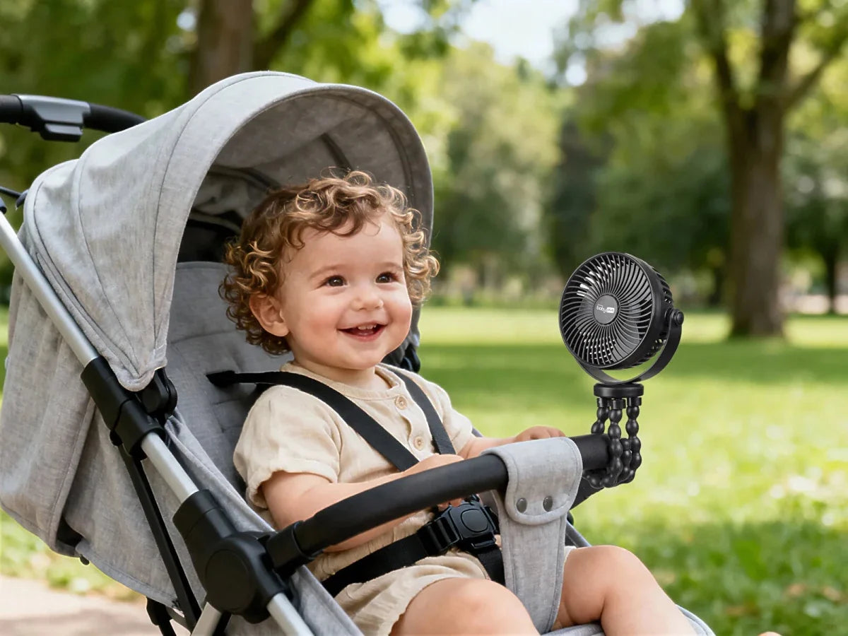 baby plus Rechargeable Stroller Fan - Black