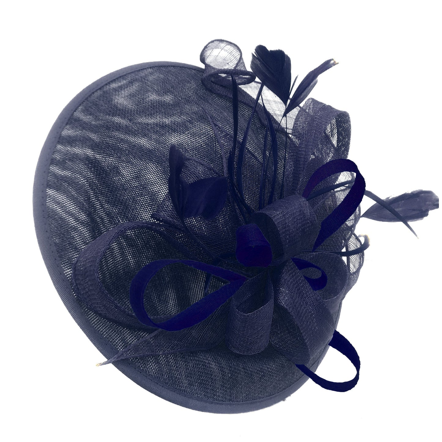 Caprilite Big Saucer Sinamay Navy Blue & Navy Blue Mixed Colour Fascinator On Headband
