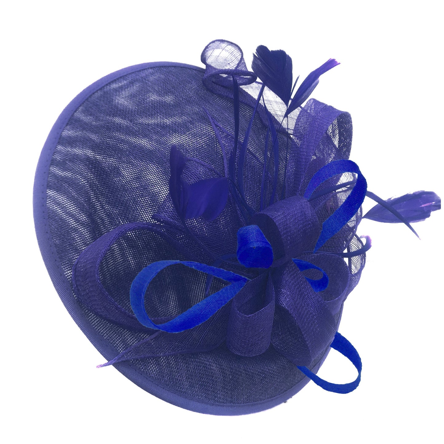 Caprilite Big Saucer Sinamay Royal Blue & Royal Blue Mixed Colour Fascinator On Headband