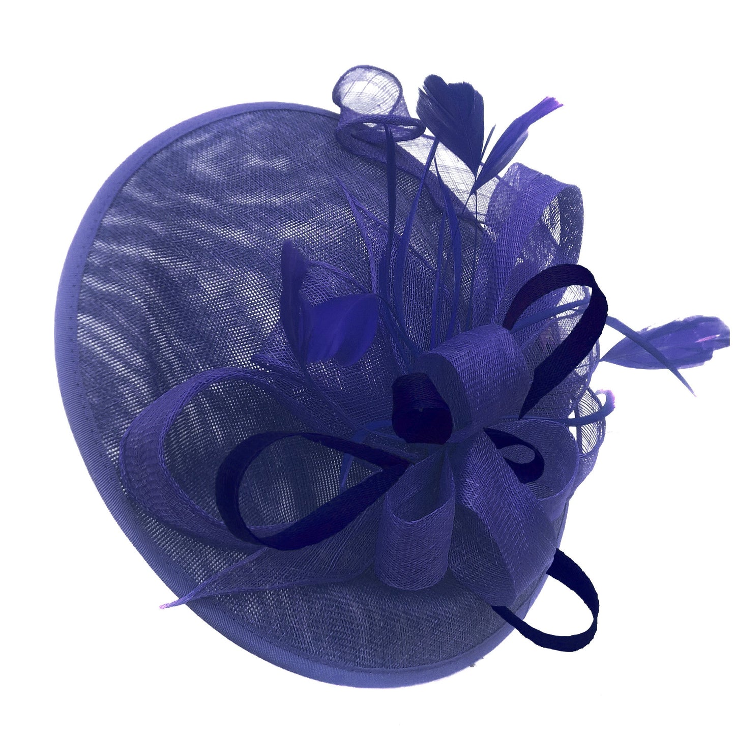 Caprilite Big Saucer Sinamay Royal Blue & Navy Blue Mixed Colour Fascinator On Headband