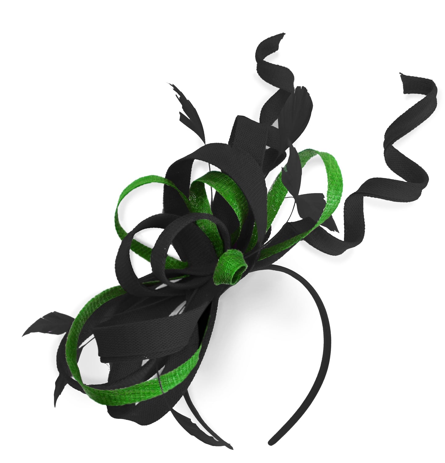 Caprilite Black and Green Wedding Swirl Fascinator Headband Alice Band Ascot Races Loop Net