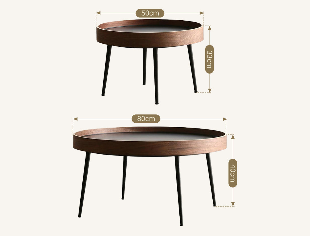 C163 Nesting Coffee Table Set, Oak & Black