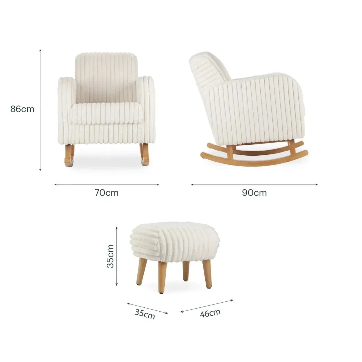 CuddleCo Etta Nursing Chair & Foot Stool - Faux Fur Cream