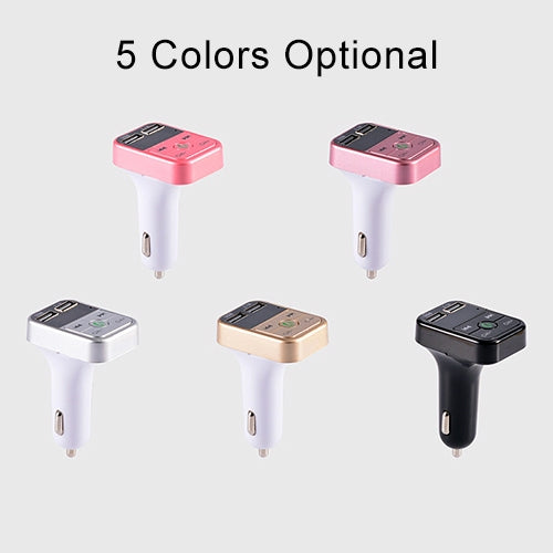 B2 Dual USB Charging Bluetooth FM Transmitter MP3 Music Player Car Kit, Support Hands-Free Call & TF Card & U Disk (Rose Gold)