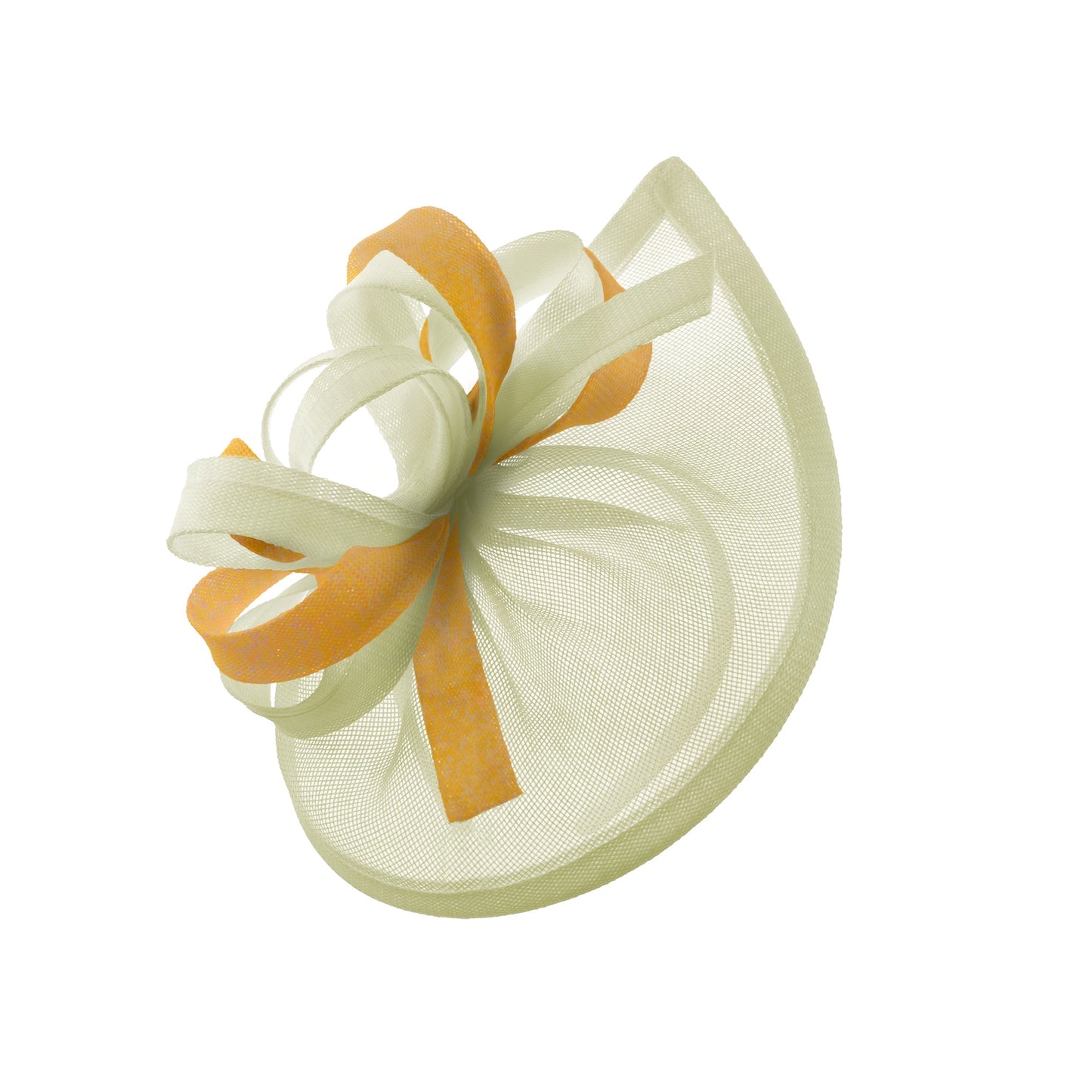 Caprilite Vegan MoonMix Hoop Fascinator Hat on Headband Wedding Ascot Races Bespoke Sinamay Disc - Cream Gold