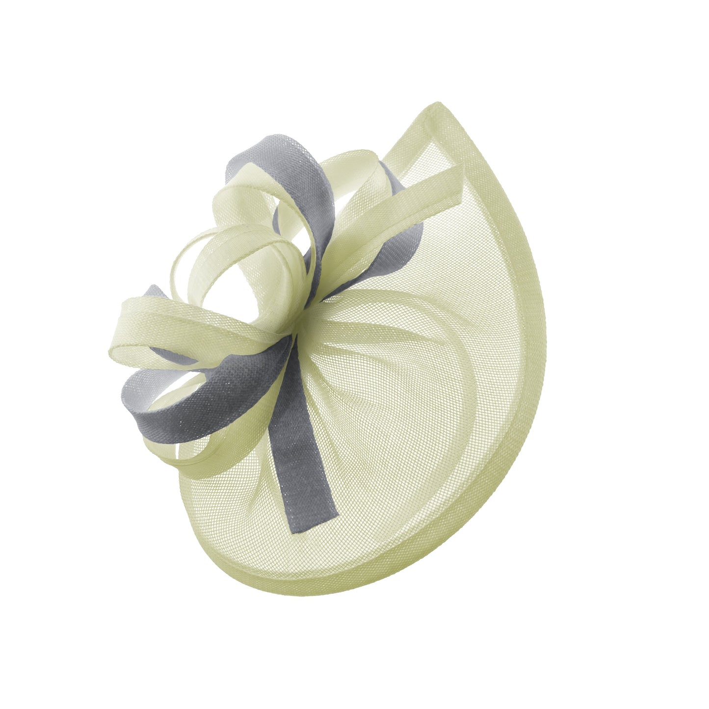 Caprilite Vegan MoonMix Hoop Fascinator Hat on Headband Wedding Ascot Races Bespoke Sinamay Disc - Cream Silver