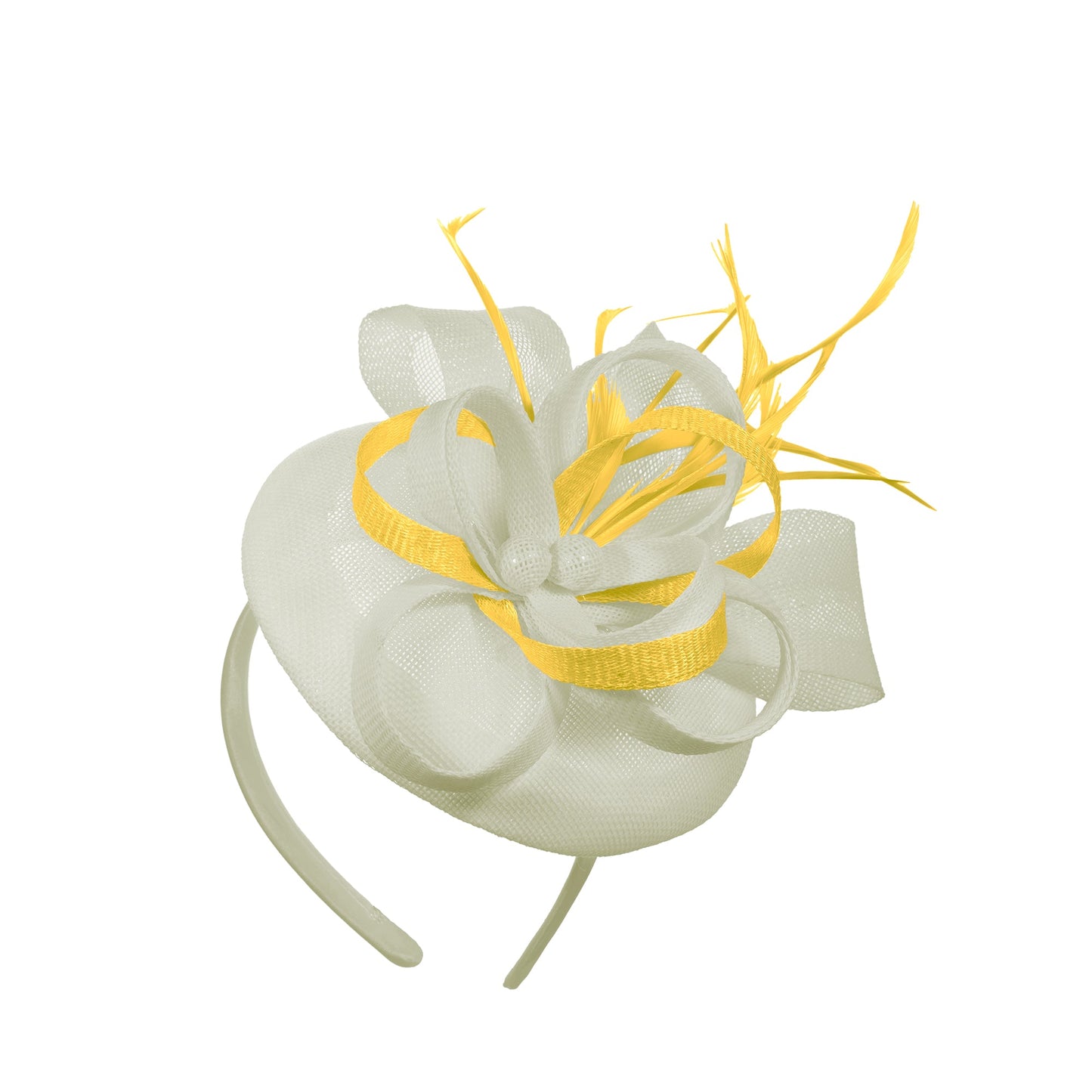 Cream Yellow Mix Round Pillbox Bow Sinamay Headband Fascinator Weddings Ascot Hatinator Races