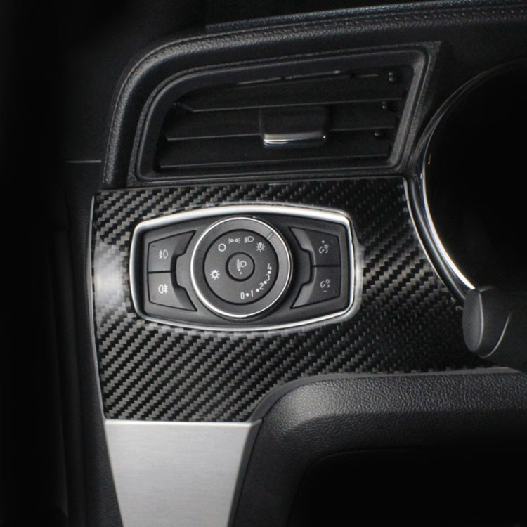 Car Carbon Fiber Headlight Switch Panel Decorative Sticker for Ford Mustang 2015-2020