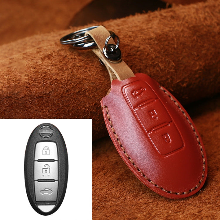 For Nissan Car Cowhide Leather Key Protective Cover Key Case, Three Keys Tailgate Version, For Nissan, Three Keys Tailgate Version