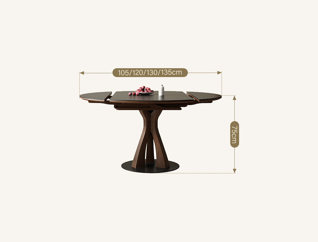 Caruso Round Folding Dining Table, Sintered Stone, Black