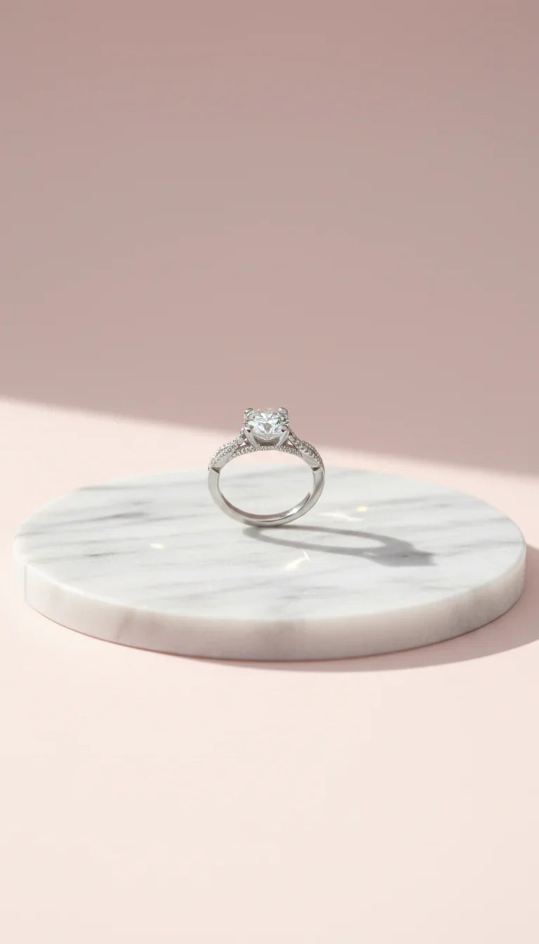 Twisted Crystal Ring Silver Box set of 12