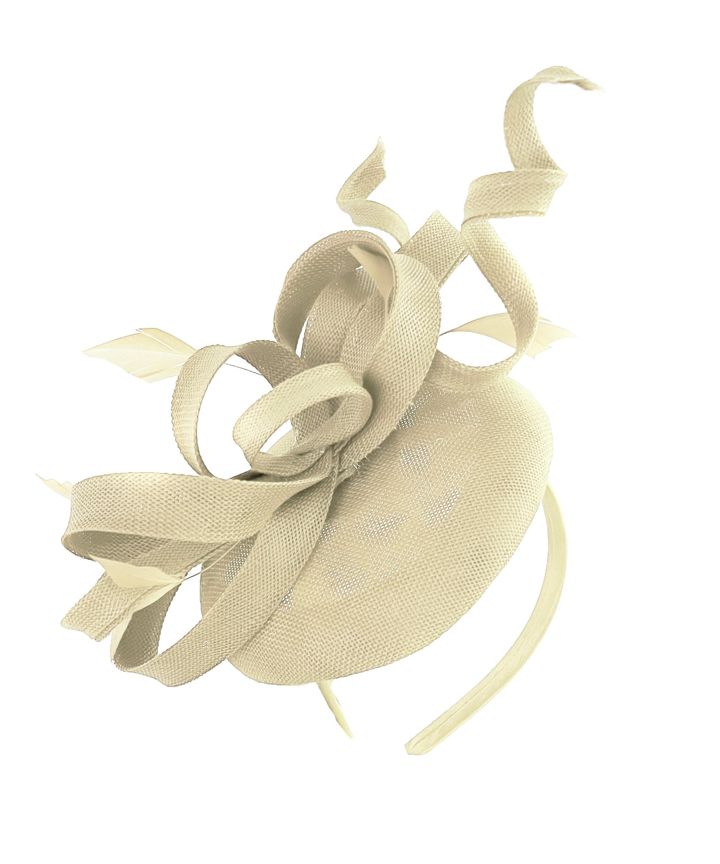 Cream Ivory Swirl Fascinator on Round Pillbox Headband