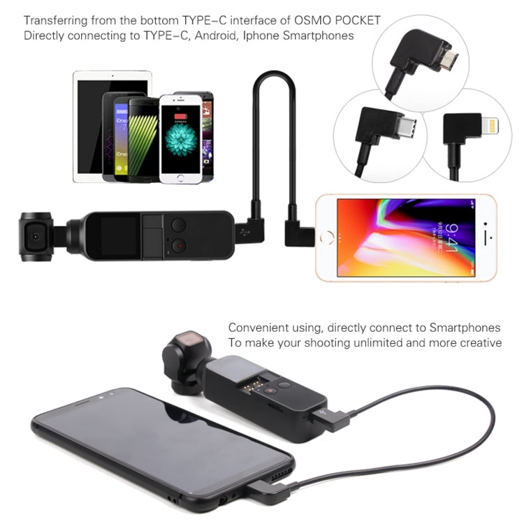 Sunnylife 30cm USB-C / Type-C to Micro USB Converting Connector Data Cable for DJI OSMO Pocket(Black)