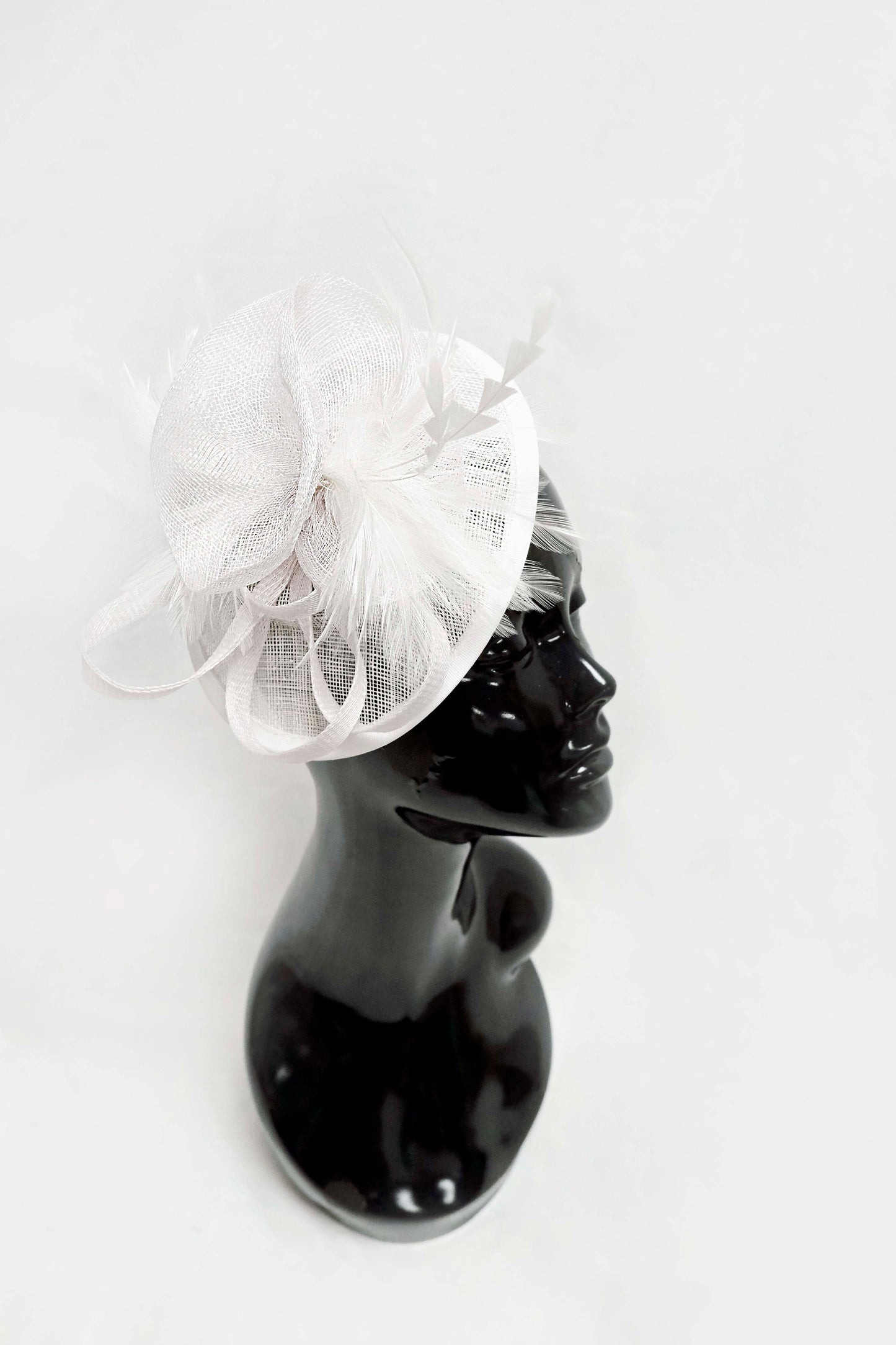 White Flower Sinamay Base Fascinator Weddings Ascot Hatinator Races