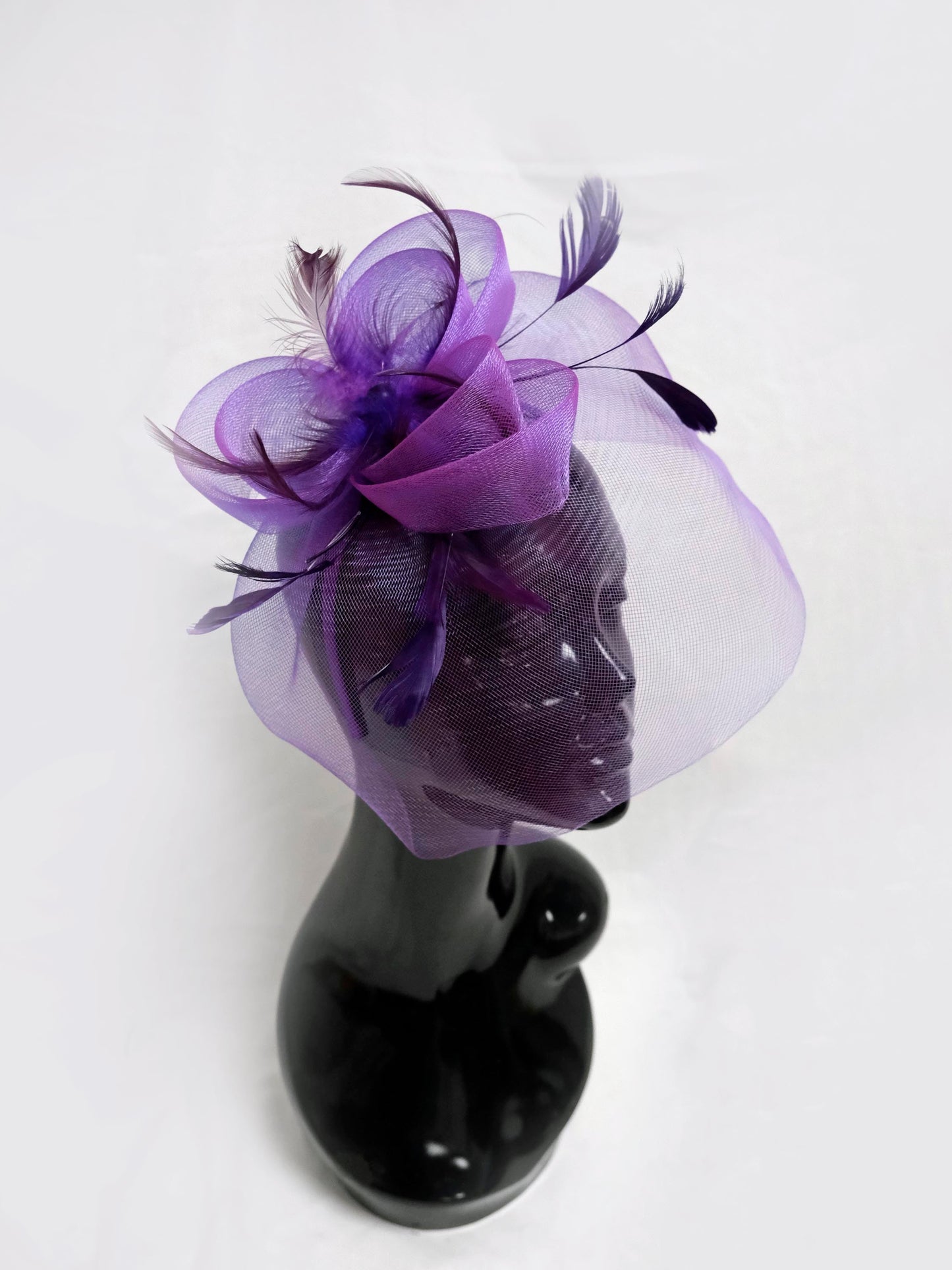 Purple Net Veil Fascinator Weddings Ascot Hatinator Races