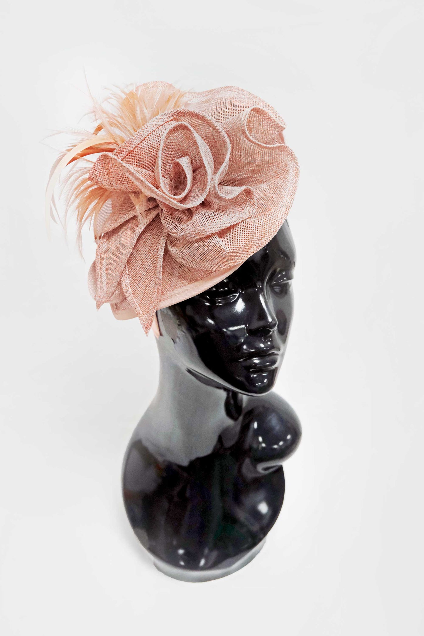 Dusty Pink Flower Sinamay Teardrop Base Fascinator