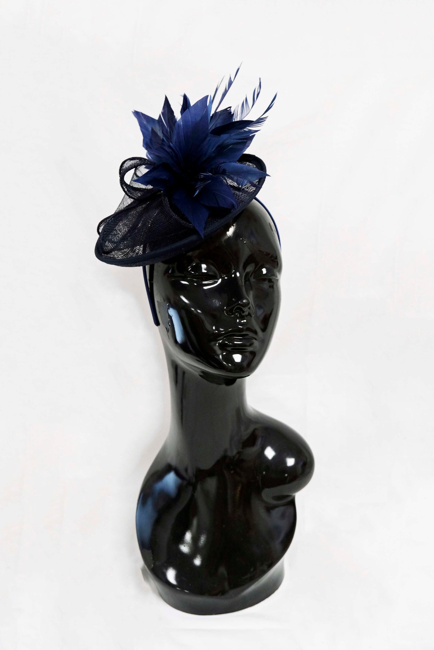 Navy Sinamay Flower Fascinator Weddings Ascot Hatinator Races