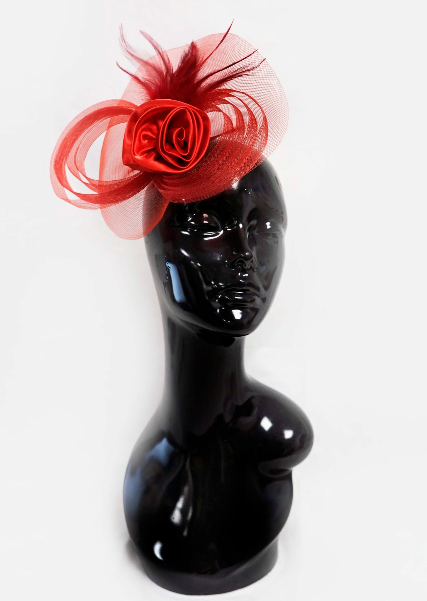 Red Rose Fascinator Weddings Ascot Hatinator Races