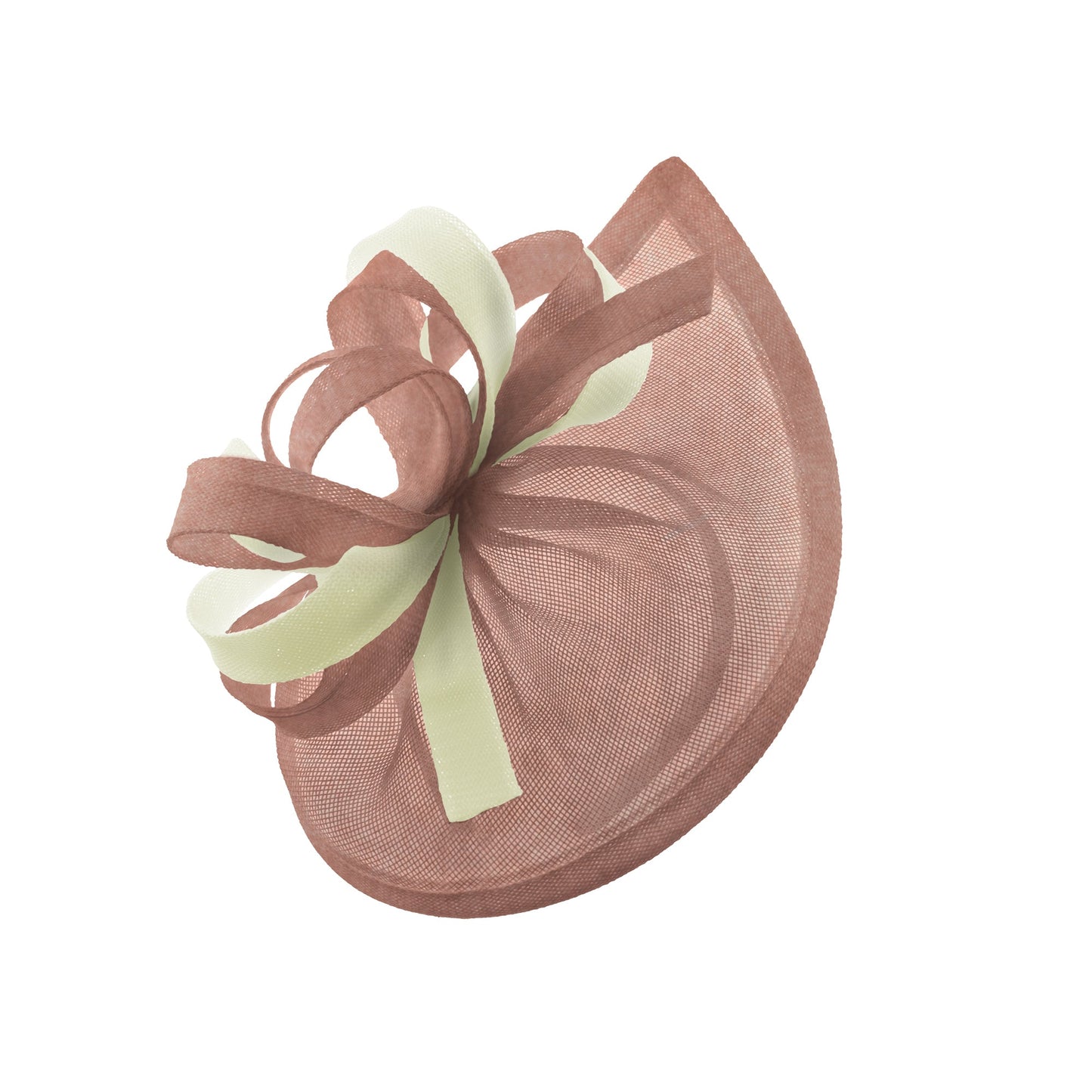 Caprilite Vegan MoonMix Hoop Fascinator Hat on Headband Wedding Ascot Races Bespoke Sinamay Disc - Dusty Pink Cream