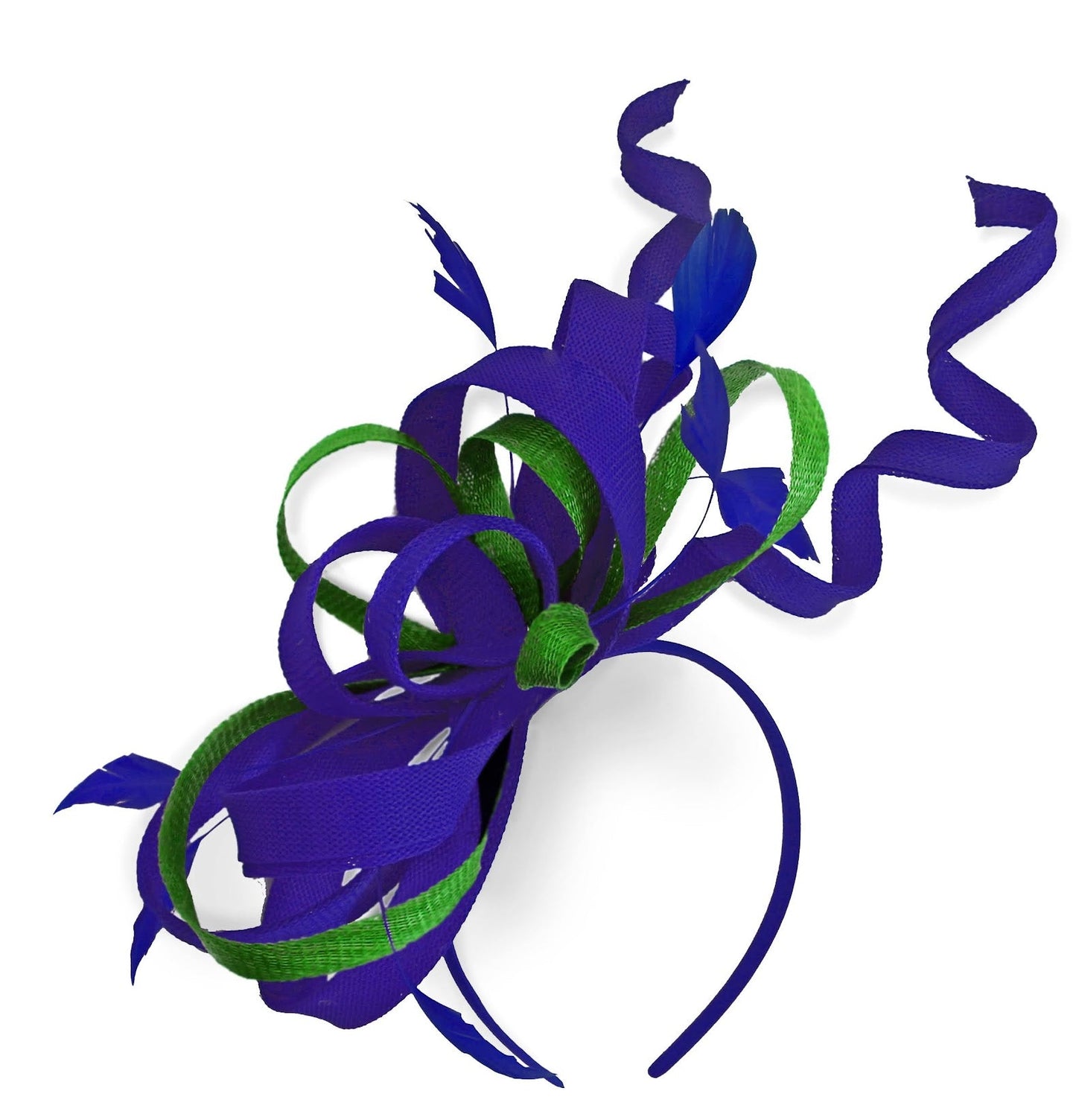 Caprilite Royal Blue and Green Wedding Swirl Fascinator Headband Alice Band Ascot Races Loop Net