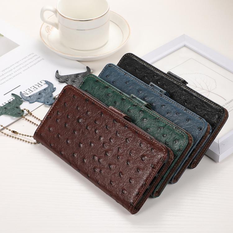 Ostrich Pattern Genuine Leather RFID Phone Case, For iPhone 14 Pro, For iPhone 14 Pro Max