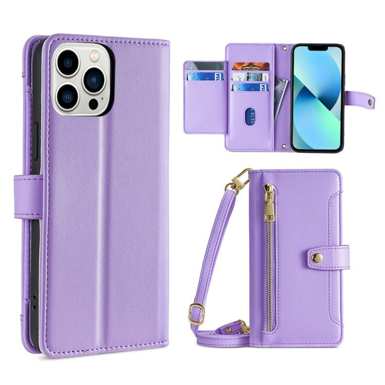 Sheep Texture Cross-body Zipper Wallet Leather Phone Case, For iPhone 13 mini, For iPhone 13, For iPhone 13 Pro, For iPhone 13 Pro Max
