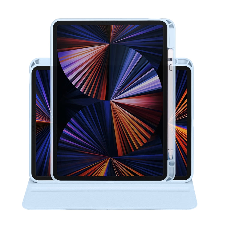 For iPad Pro 11 2022/2021/2020/2018 / Air 10.9 2022 / 10.9 2020 Acrylic 360 Degree Rotation Holder Tablet Leather Case(Ice Blue)